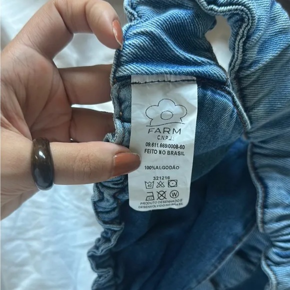 FARM Rio Blue Denim Ruffle Crop Top - Picture 5 of 5